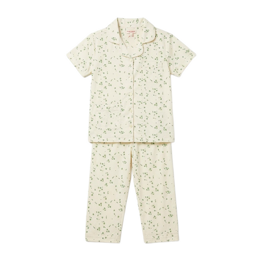 Women Pale Beige Half Sleeves Pyjama Set