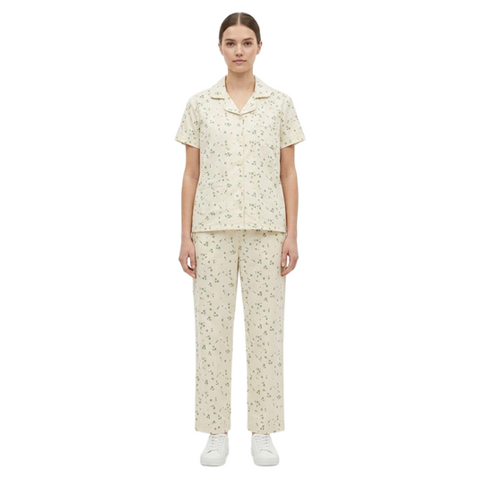 Women Pale Beige Half Sleeves Pyjama Set