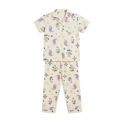 Women Lilac Luster Half Sleeves Pyjama Set