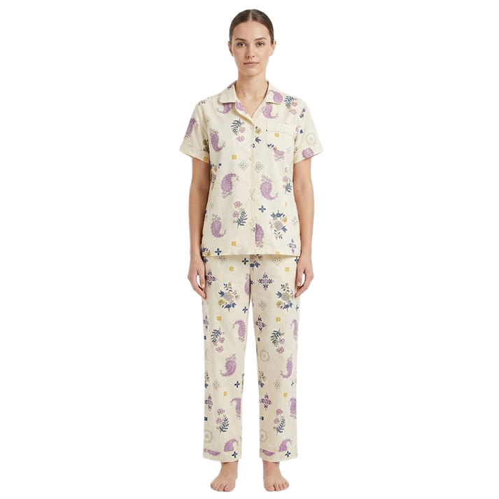 Women Lilac Luster Half Sleeves Pyjama Set