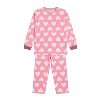Women Heart Pattern Full Sleeves Pyjama Set