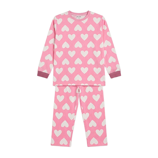 Women Heart Pattern Full Sleeves Pyjama Set