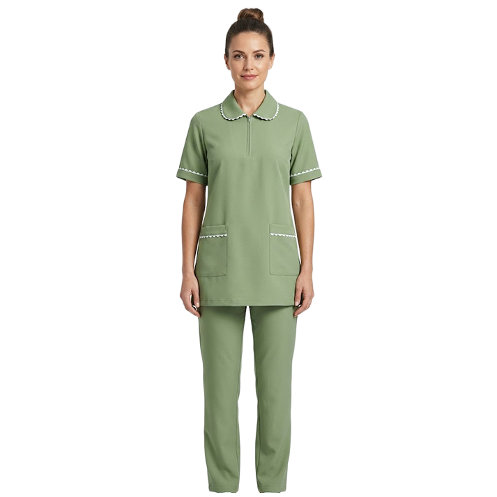 Maid's Trim Zip-Neck Tunic Uniform Set