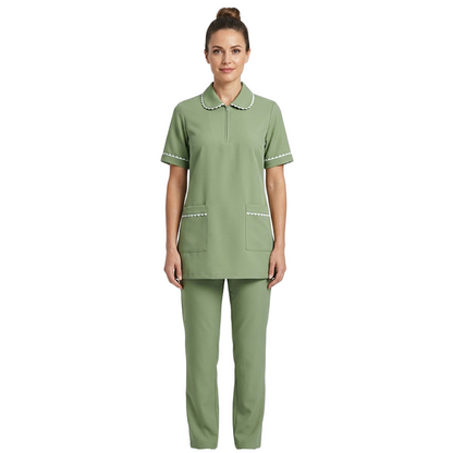 Maid's Trim Zip-Neck Tunic Uniform Set