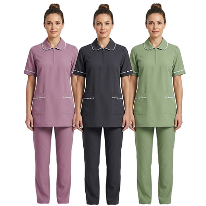 Maid's Trim Zip-Neck Tunic Uniform Set