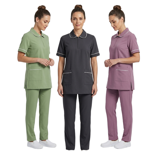 Maid's Trim Zip-Neck Tunic Uniform Set