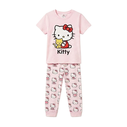 Girls Kitty Half Sleeves Pyjama Set