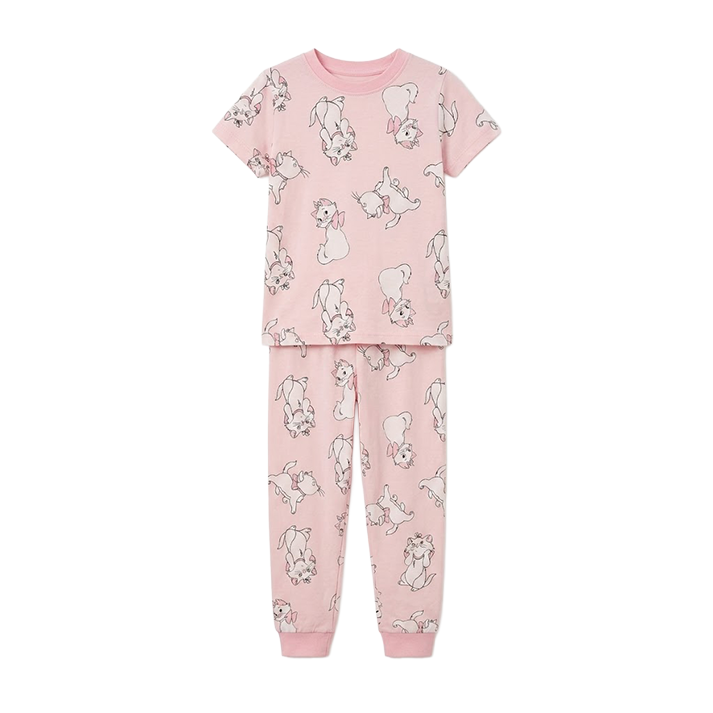 Girls Soft Pink Character Half Sleeves Pyjama Set