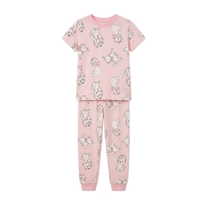Girls Soft Pink Character Half Sleeves Pyjama Set