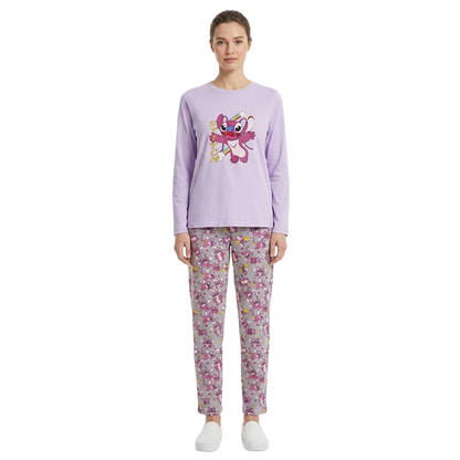Women Disney Stitch Full Sleeves Pyjama Set