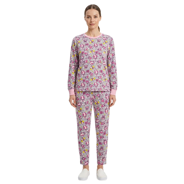 Women Character Print Full Sleeves Pyjama Set