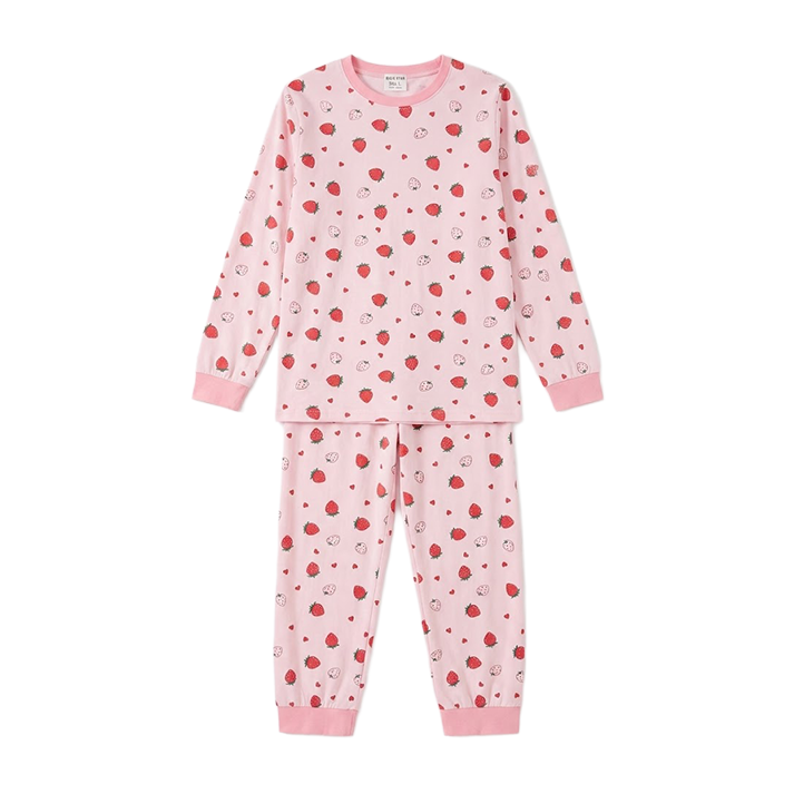 Women Strawberry Print Full Sleeves Pyjama Set