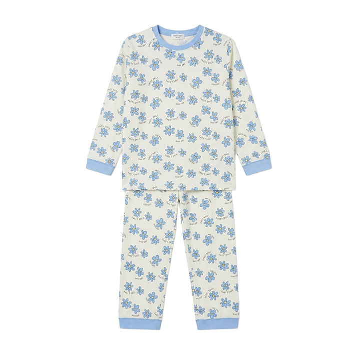 Women Blue Floral Print Full Sleeves Pyjama Set