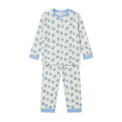 Women Blue Floral Print Full Sleeves Pyjama Set