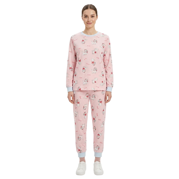 Women Kitten Print Full Sleeves Pyjama Set