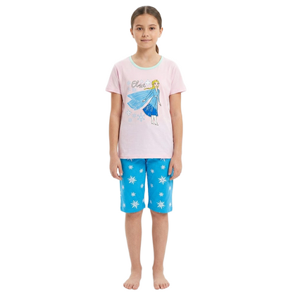 Girls Disney Frozen Elsa Half Sleeves Shorts Set