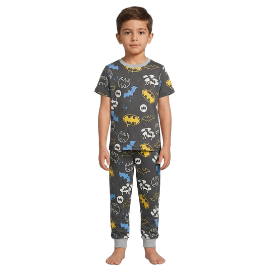Boys Dark Theme Batman Half Sleeves Pyjama Set