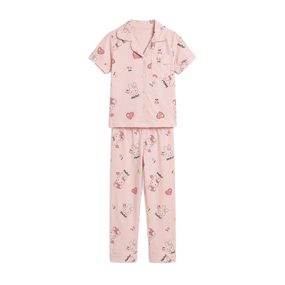 Girls Blush Scented Bunny Button-Front Pyjama Set