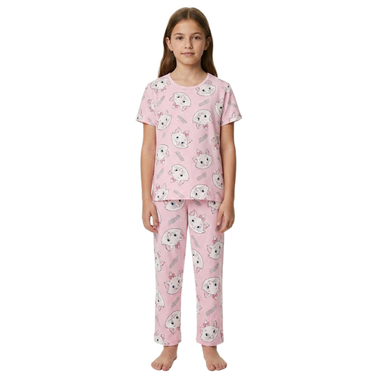Girls Disney Marie Half Sleeves Pyjama Set