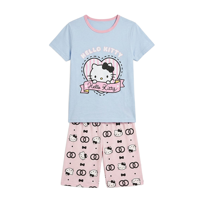 Girls Disney Hello Kitty Half Sleeves Shorts Set