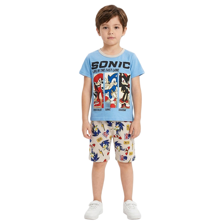 Boys Sonic Half Sleeves Shorts Set