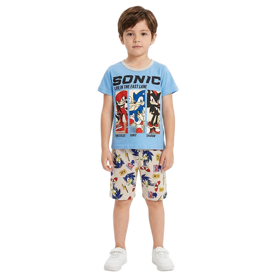 Boys Sonic Half Sleeves Shorts Set