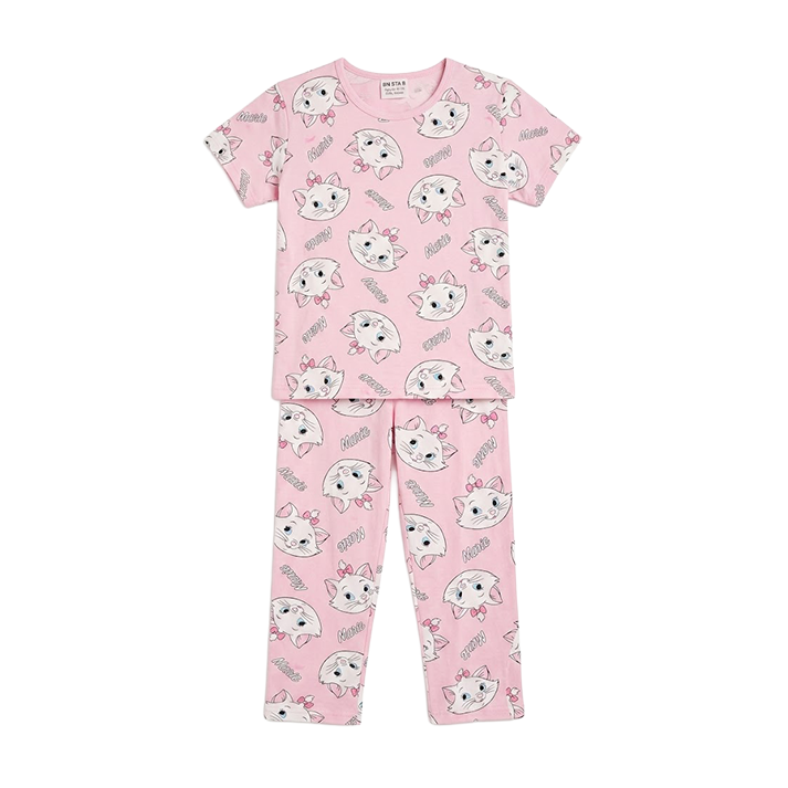 Girls Disney Marie Half Sleeves Pyjama Set