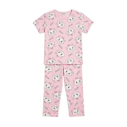 Girls Disney Marie Half Sleeves Pyjama Set