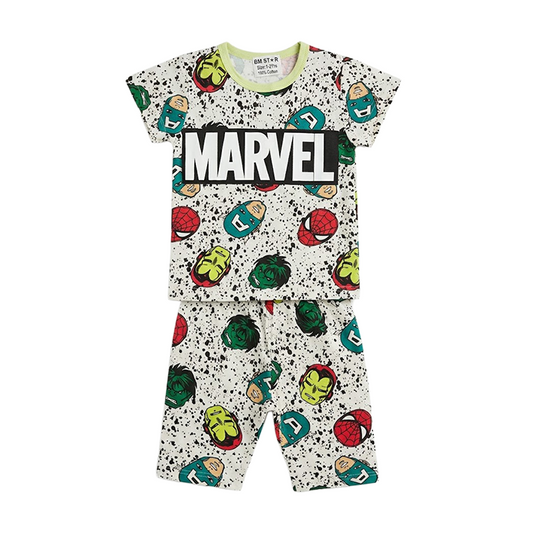Boys Marvel Mask Half Sleeves Shorts Set
