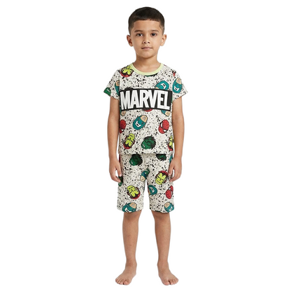 Boys Marvel Mask Half Sleeves Shorts Set