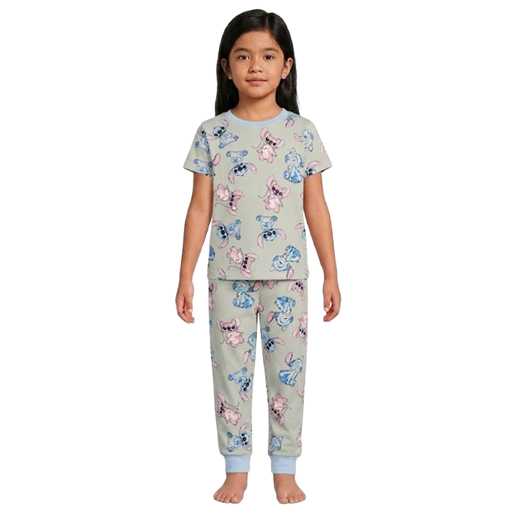 Girls Stitch & Angel Duo Half Sleeves Pyjama Set