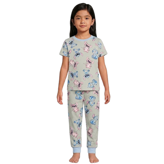 Girls Stitch & Angel Duo Half Sleeves Pyjama Set