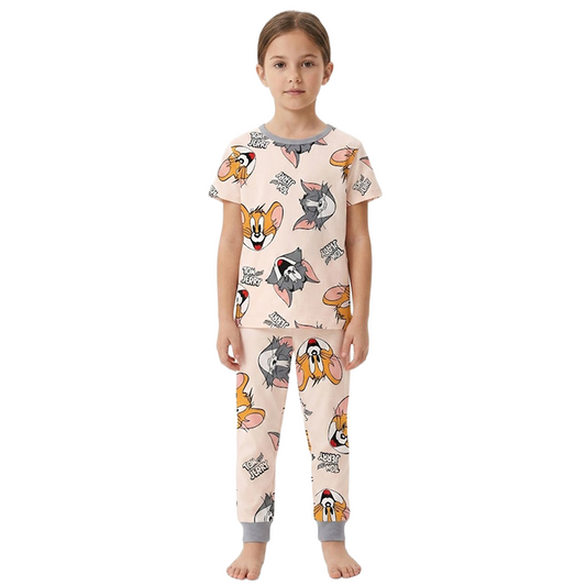 Girls Tom & Jerry Half Sleeves Pyjama Set