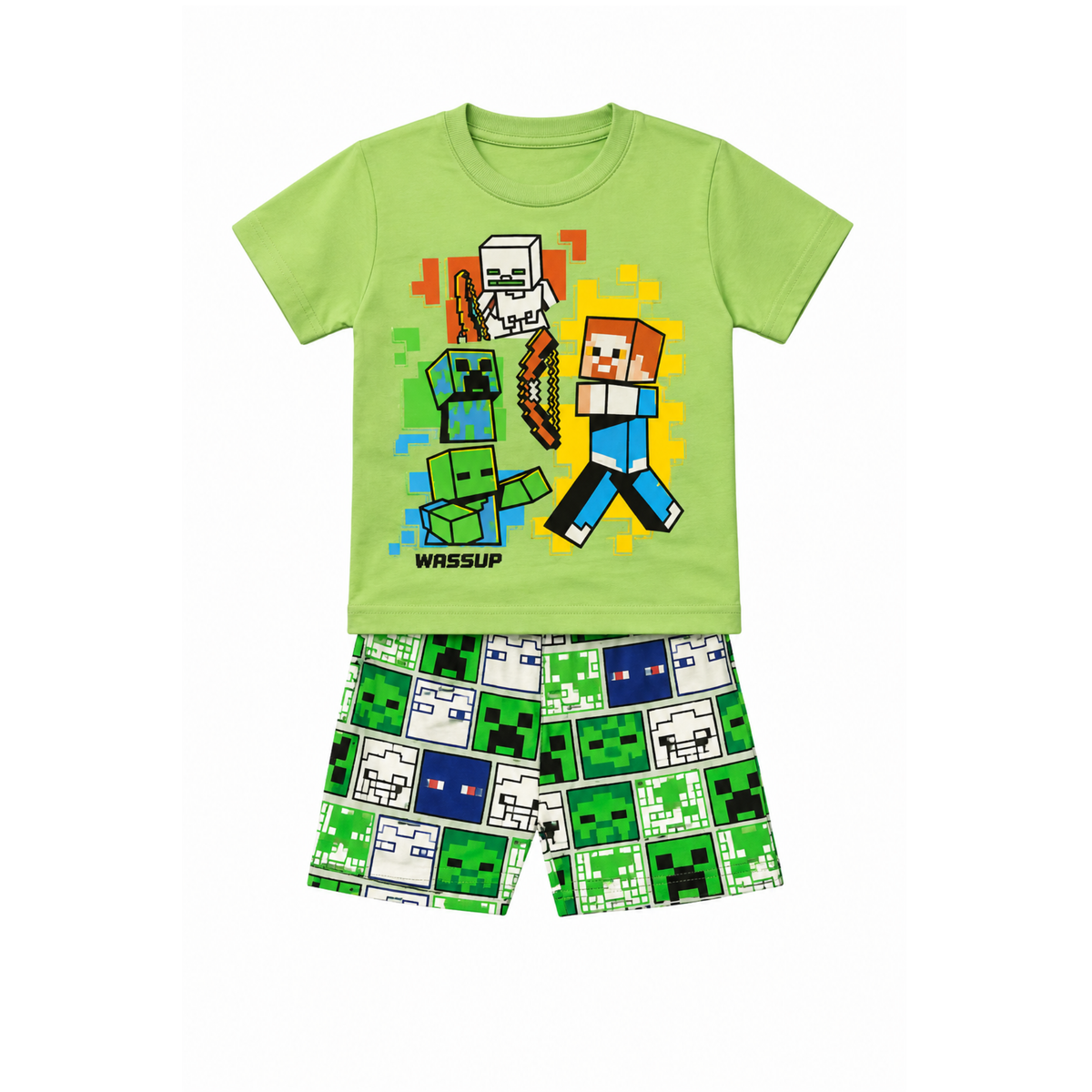 Boys Green Minecraft T-Shirt & Shorts Set | Kids Summer Outfit
