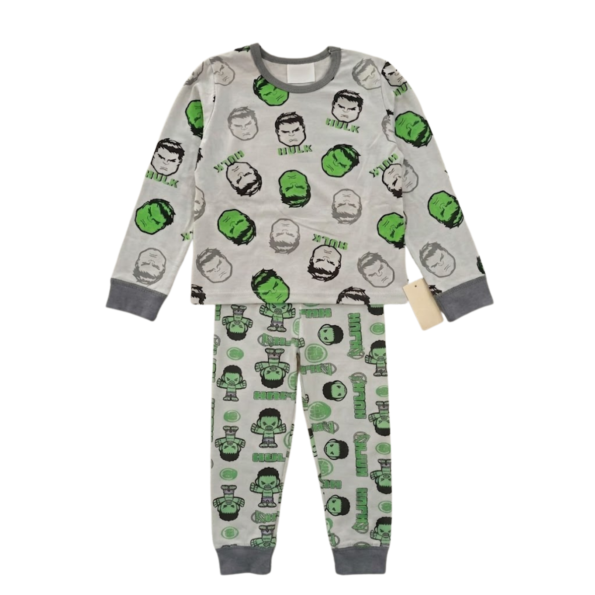 Boys Grey Hulk Pajama Set | Long Sleeve Cotton Sleepwear