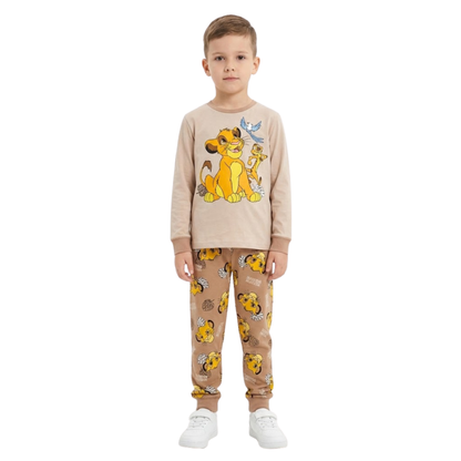 Boys Lion King Simba Pajama Set | Beige Long Sleeve Set