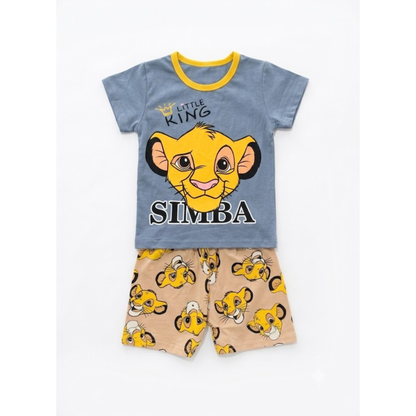 Boys Simba Print T-Shirt & Shorts Set  Kids Cotton Outfit