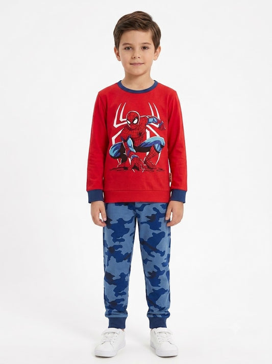 Boys Spiderman Pajama Set | Red & Blue Cotton Sleepwear