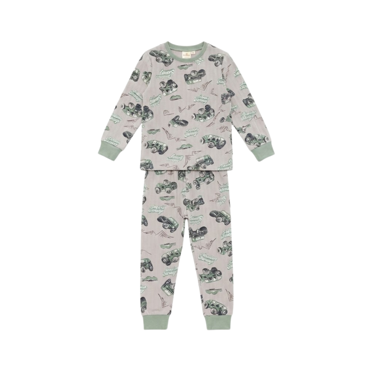 Boys' Vehicle Print Pajama Set | Grey & Green Sleepwear