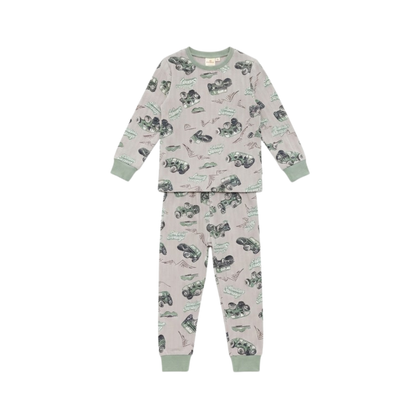 Boys' Vehicle Print Pajama Set | Grey & Green Sleepwear