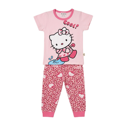 Girls Cool Kitty Half Sleeves Pyjama Set