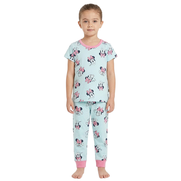 Girls Minnie Mouse Half Sleeves Pyjama Set