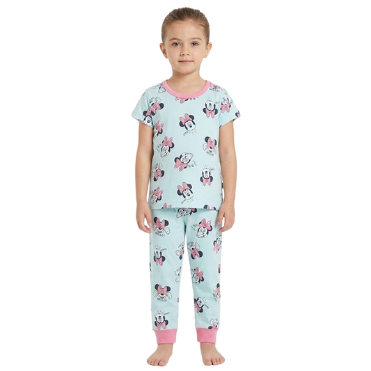 Girls Minnie Mouse Half Sleeves Pyjama Set