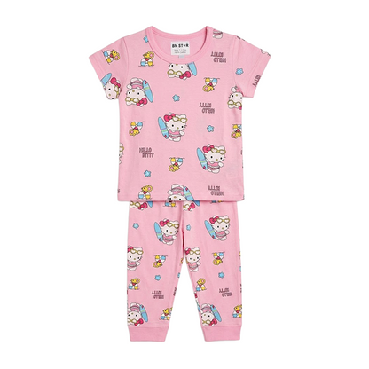 Girls Hello Kitty Half Sleeves Pyjama Set