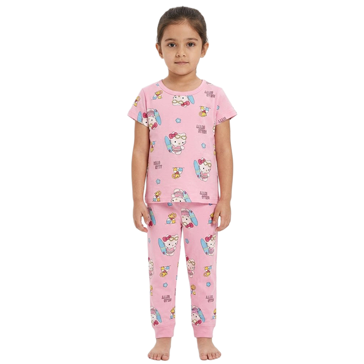 Girls Hello Kitty Half Sleeves Pyjama Set