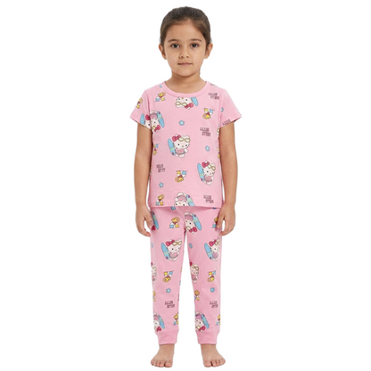 Girls Hello Kitty Half Sleeves Pyjama Set