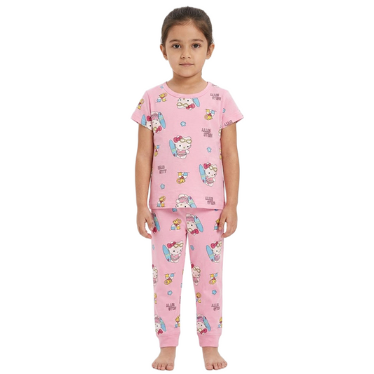 Girls Hello Kitty Half Sleeves Pyjama Set