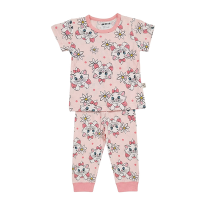 Girls Pink Marie Half Sleeves Pyjama Set
