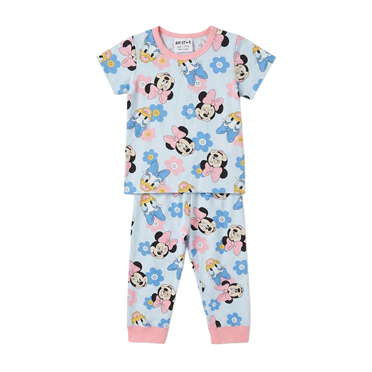 Girls Minnie Mouse Half Sleeves Pyjama Set