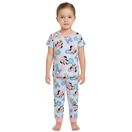 Girls Minnie Mouse Half Sleeves Pyjama Set